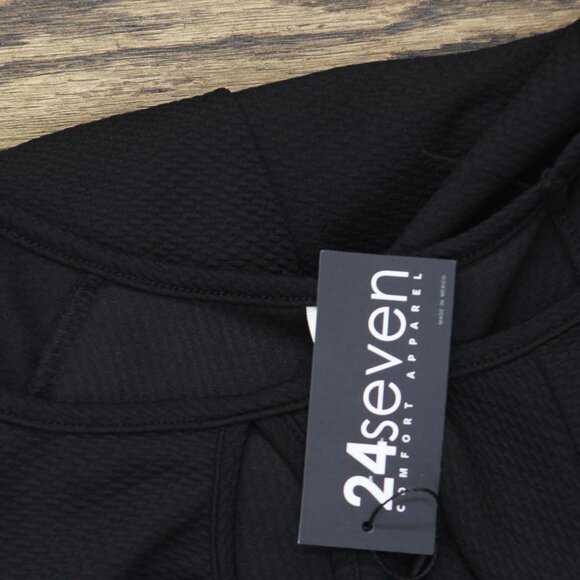 NWT 24Seven Comfort Apparel Plus Size Crepe Keyhole Cap Sleeve Dress Black 1X - Picture 3 of 5